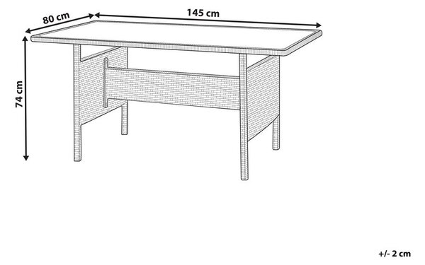 Kerti asztal VITERBO 145 cm 80 cm Üveg Világosszürke