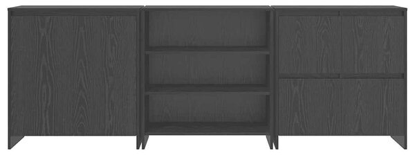 Széf 3 pcs Musta tammi 70 x 41 x 75 cm Faanyag