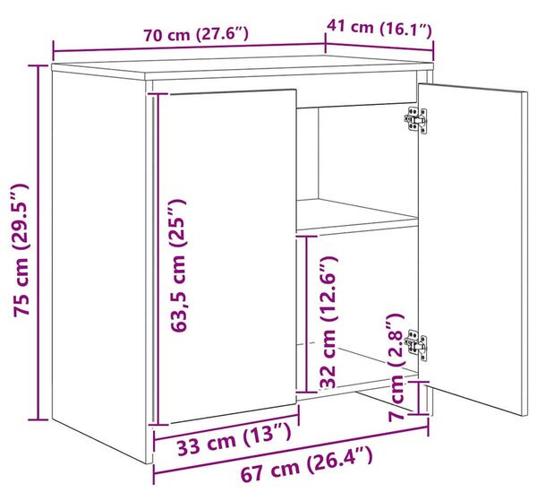 Széf 3 pcs Musta tammi 70 x 41 x 75 cm Faanyag