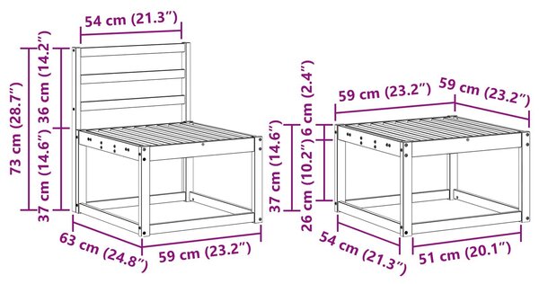 VidaXL Kültéri kanapé szett 8 pcs Fehér 59 x 59 x 37 cm Tömör Akácfa