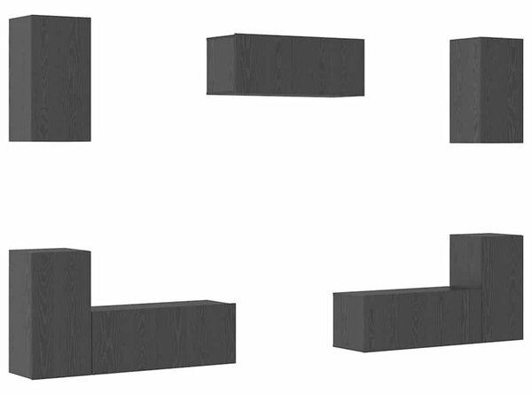 TV szekrény garnitúra 7 pcs Musta tammi 80 x 30 x 30 cm Faanyag