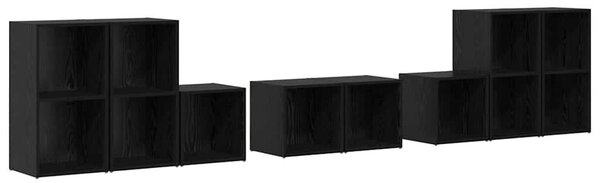TV Szekrény Szett 8 pcs Fekete tölgy 37 x 35 x 72 cm Faanyag