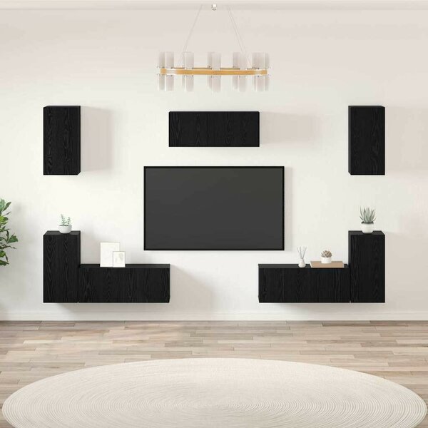 TV szekrény garnitúra 7 pcs Musta tammi 80 x 30 x 30 cm Faanyag