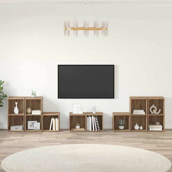 TV Szekrény Szett 8 pcs Artisan tölgy 37 x 35 x 72 cm Faanyag
