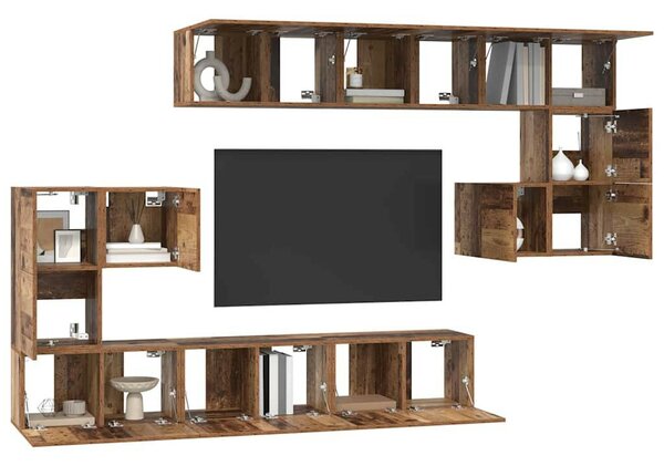 TV szekrény garnitúra 10 pcs Régi fa 60 x 30 x 30 cm Faanyag