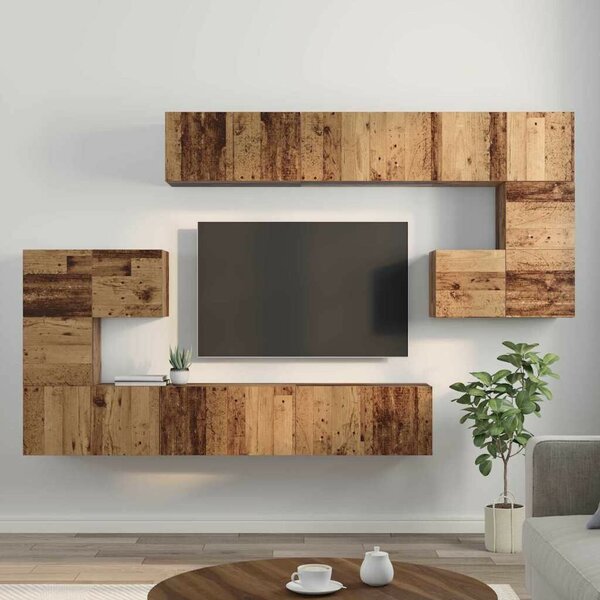 TV szekrény garnitúra 10 pcs Régi fa 60 x 30 x 30 cm Faanyag