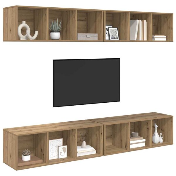 Fali TV Szekrény 4 pcs kézműves tölgy 37 x 37 x 107.5 cm
