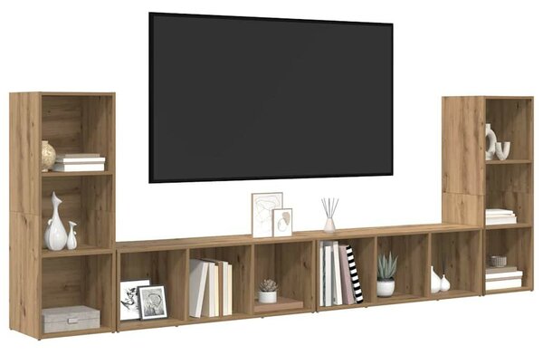 TV szekrény 4 pcs kézműves tölgy 37 x 35 x 107.5 cm Műanyag Fa