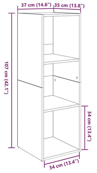 TV szekrény 4 pcs kézműves tölgy 37 x 35 x 107.5 cm Műanyag Fa
