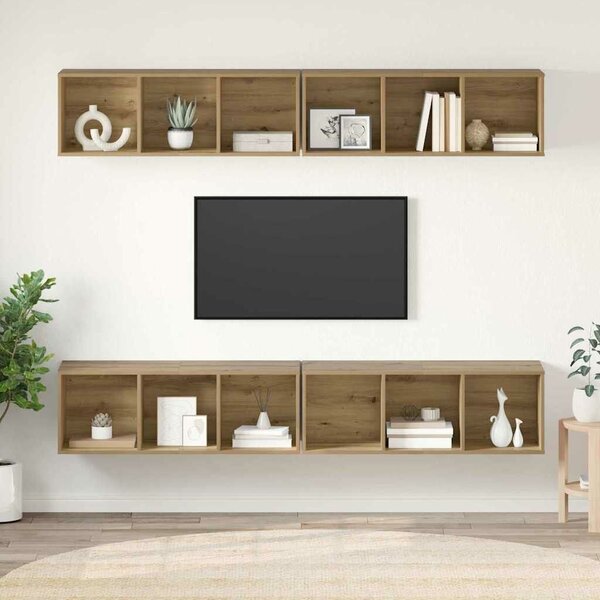Fali TV Szekrény 4 pcs kézműves tölgy 37 x 37 x 107.5 cm