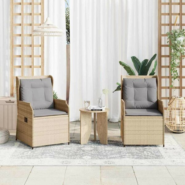 Kerti pad párnával 2 pcs Bézs Poli rattan