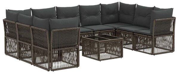 VidaXL Kerti Kanapé Szett 10 pcs Szürke polirattan
