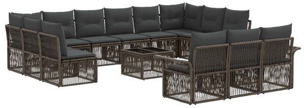 VidaXL Kerti Kanapé Szett 14 pcs Szürke polirattan