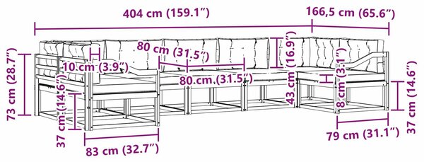 VidaXL Kültéri kanapé szett párnával 7 pcs Fehér és Világosszürke