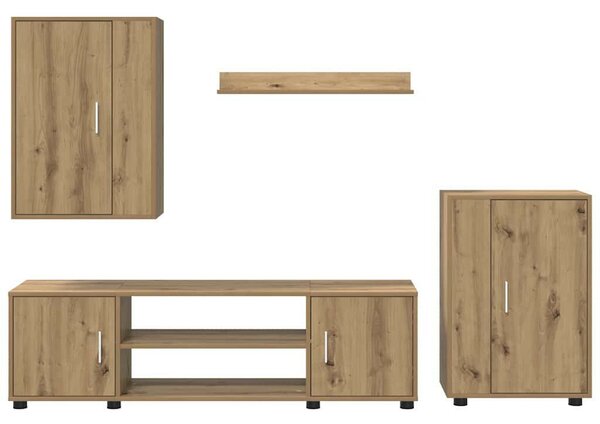 4 részes TV szekrény szett 4 pcs kézműves tölgy Faanyag