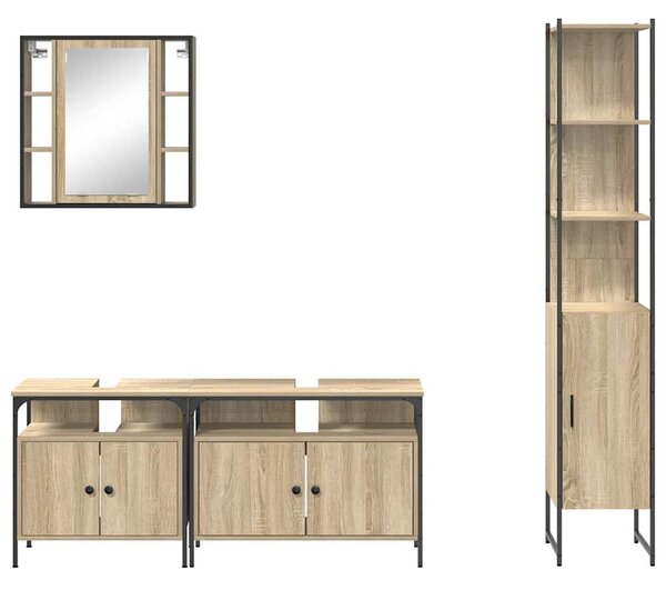 Fürdőszoba bútor szett 4 pcs sonoma tölgy 33 x 33 x 185.5 cm