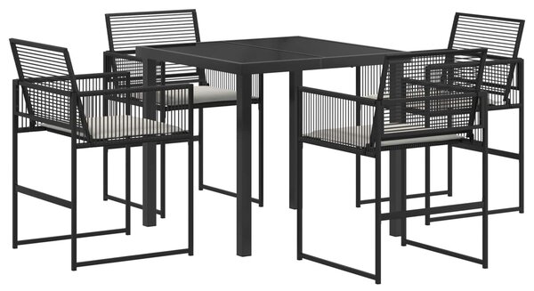 VidaXL Kert étkező szett 5 pcs Fekete polirattan