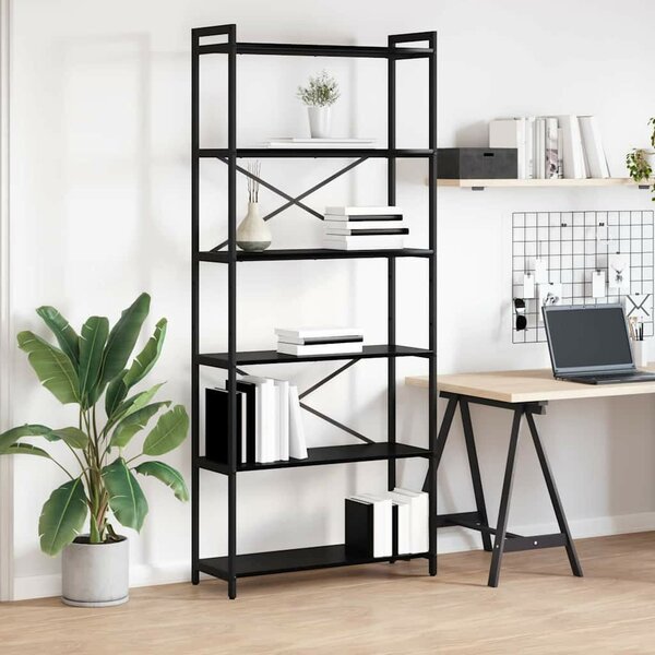 VidaXL Könyvespolc Fekete tölgy 80 x 30 x 189,5 cm Faanyag