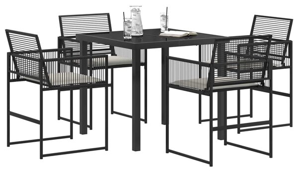 VidaXL Kert étkező szett 5 pcs Fekete polirattan