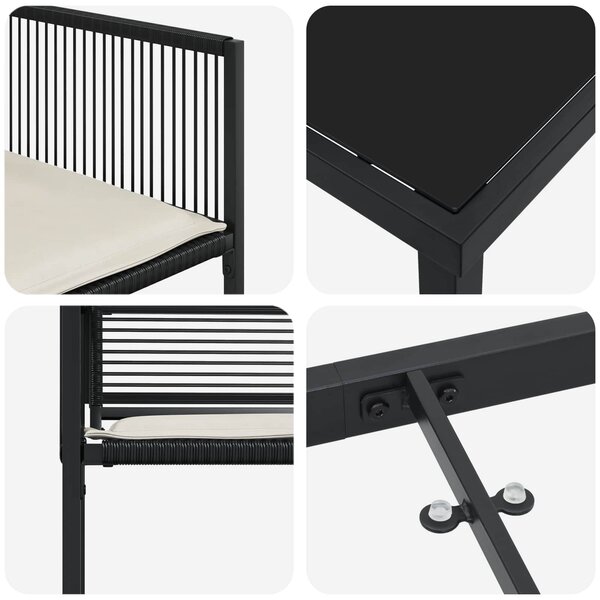 VidaXL Kert étkező szett 5 pcs Fekete polirattan