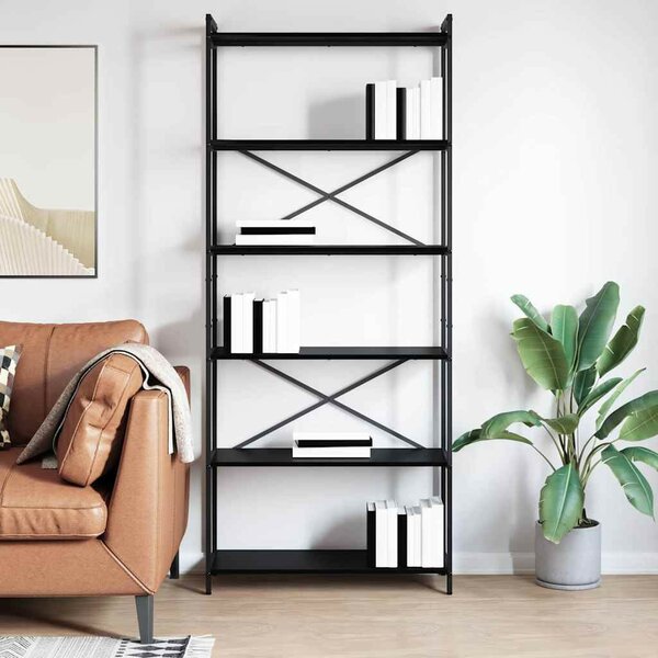 VidaXL Könyvespolc Fekete tölgy 80 x 30 x 189,5 cm Faanyag