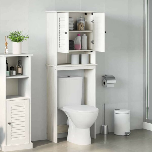 WC Szekrény polcokkal VIGO Fehér 60 x 27 x 161 cm Tömör fenyőfa