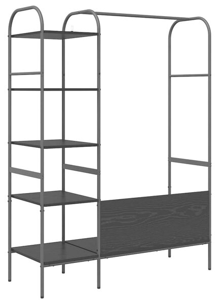 Ruhafogó polcokkal tárolóval Fekete 120 x 44 x 160 cm Faanyag