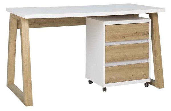 IWO 2 íróasztal, 135x76,2x65, artisan tölgy/fehér