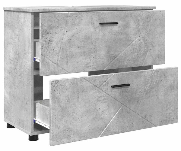 Fürdőszoba bútor szett 3 pcs Beton szürke 76.5 x 35 x 64 cm