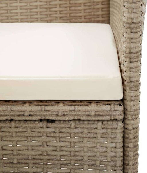 Akácfa-Polyrattan Kerti Étkezőgarnitúra - 5 részes - Bézs