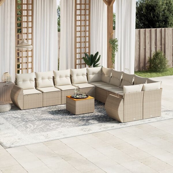 VidaXL Polyrattan Kerti Ülőgarnitúra - 11 részes - Bézs