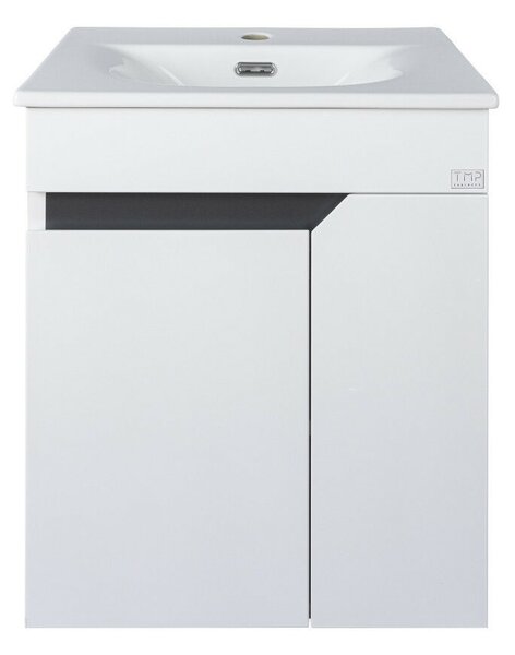 TMP VISION 50 fali függesztett fürdőszobai bútor - SKY 3 E-8099-50 porcelán mosdóval - 51 x 40 cm