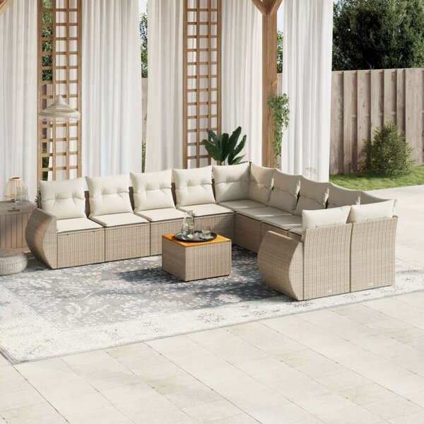 VidaXL Polyrattan Kerti Ülőgarnitúra - 11 részes - Bézs