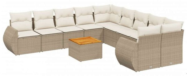 VidaXL Polyrattan Kerti Ülőgarnitúra - 11 részes - Bézs