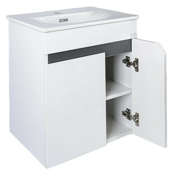 TMP VISION 50 fali függesztett fürdőszobai bútor - SKY 3 E-8099-50 porcelán mosdóval - 51 x 40 cm
