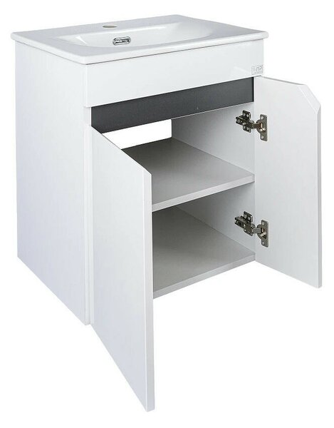 TMP VISION 50 fali függesztett fürdőszobai bútor - SKY 3 E-8099-50 porcelán mosdóval - 51 x 40 cm
