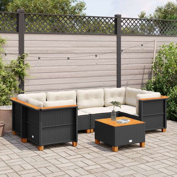 VidaXL Polyrattan Kerti Ülőgarnitúra - 7 részes - Fekete