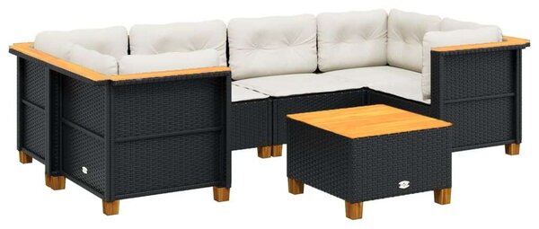VidaXL Polyrattan Kerti Ülőgarnitúra - 7 részes - Fekete