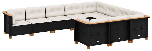 VidaXL Polyrattan Kerti Ülőgarnitúra - Fekete - 10 részes