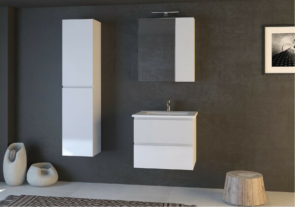 Piramida AKVA 60 R Tükrös fürdőszobai szekrény -2 ajtós kivitel - LED világítással - 60 x 69 x 13 cm