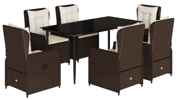 VidaXL 7 részes barna polyrattan kerti étkezőgarnitúra párnával