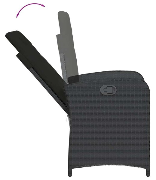 VidaXL 5 részes fekete polyrattan kerti étkezőgarnitúra párnákkal