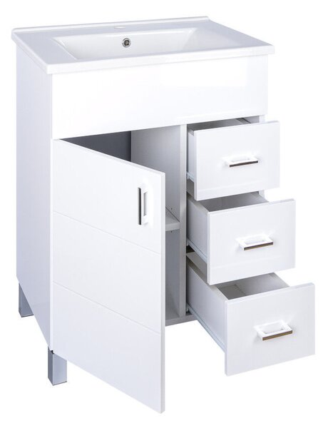 VivaStyle KARINA 75 lábon álló fürdőszobabútor 3 fiókos Sanovit ATRIA 9075 mosdóval 75 x 45,5 cm