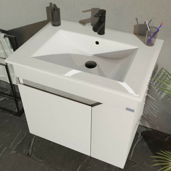 TMP VISION 60 fali függesztett fürdőszobai bútor - SKY E-8099-60 porcelán mosdóval - 61 x 46 x 56 cm
