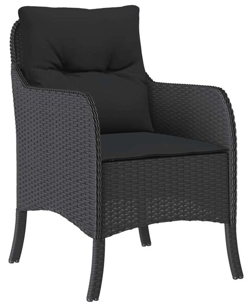 VidaXL 5 részes fekete polyrattan kerti étkezőgarnitúra párnákkal