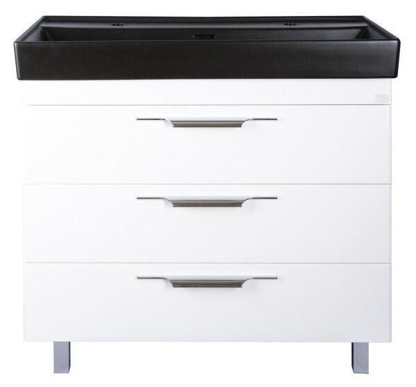 TMP TRIO 100D álló fürdőszobabútor - CeraStyle SHARP FEKETE DUPLA csaplyukas mosdóval - 100 x 48 cm