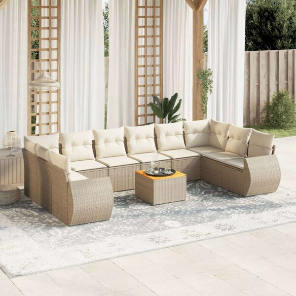 VidaXL Polyrattan Kerti Ülőgarnitúra - 11 részes - Bézs