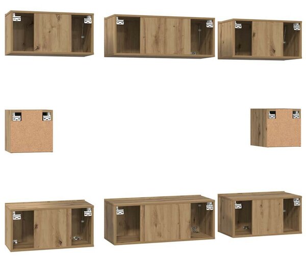 TV Szekrény Szett Falra szerelhető 8 pcs kézműves tölgy Faanyag