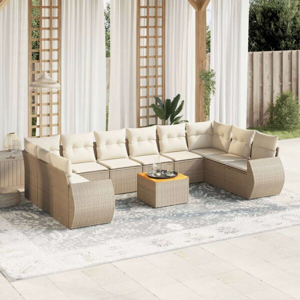 VidaXL Polyrattan Kerti Ülőgarnitúra - 11 részes - Bézs