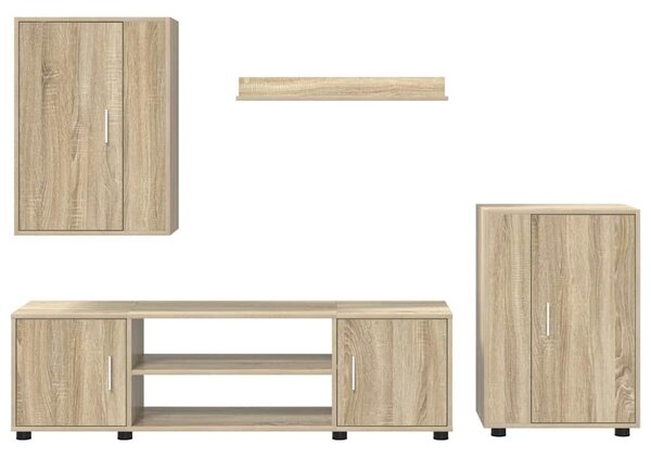 4 részes TV szekrény szett 4 pcs sonoma tölgy Faanyag